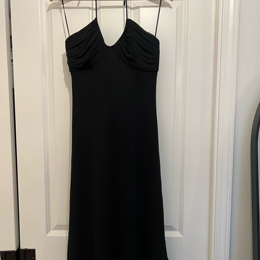 Express 100% Silk Black Halter Dress